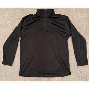 Blue Mountain Men's Quarter Zip Pullover Black Long Sleeve Size L Lightweight